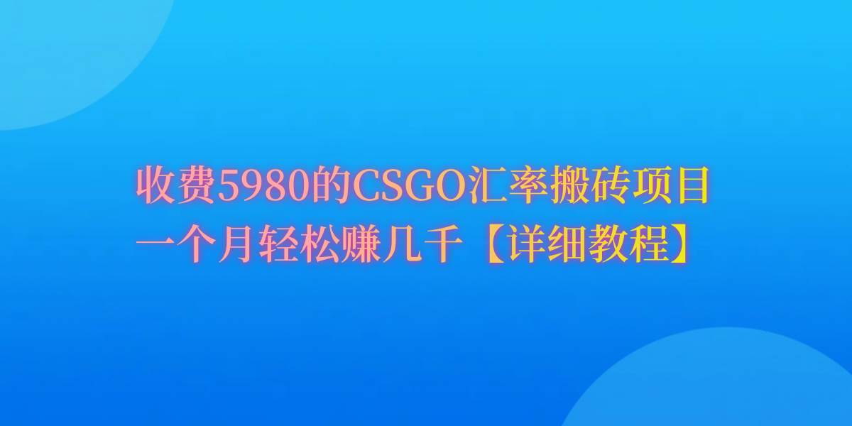 CSGO装备搬砖，月综合收益率高达60%，你也可以！69网创吧-网创项目资源站-副业项目-创业项目-搞钱项目69网创吧