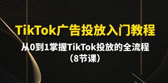 TikTok广告投放入门教程，从0到1掌握TikTok投放的全流程（8节课）69网创吧-网创项目资源站-副业项目-创业项目-搞钱项目69网创吧