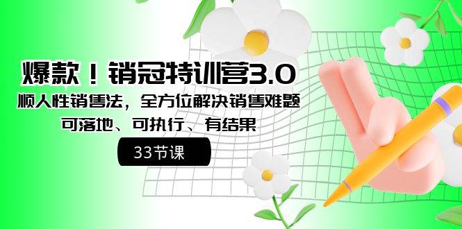 爆款！销冠特训营3.0之顺人性销售法，全方位解决销售难题、可落地、可执行、有结果69网创吧-网创项目资源站-副业项目-创业项目-搞钱项目69网创吧
