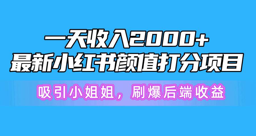 一天收入2000+，最新小红书颜值打分项目，吸引小姐姐，刷爆后端收益69网创吧-网创项目资源站-副业项目-创业项目-搞钱项目69网创吧