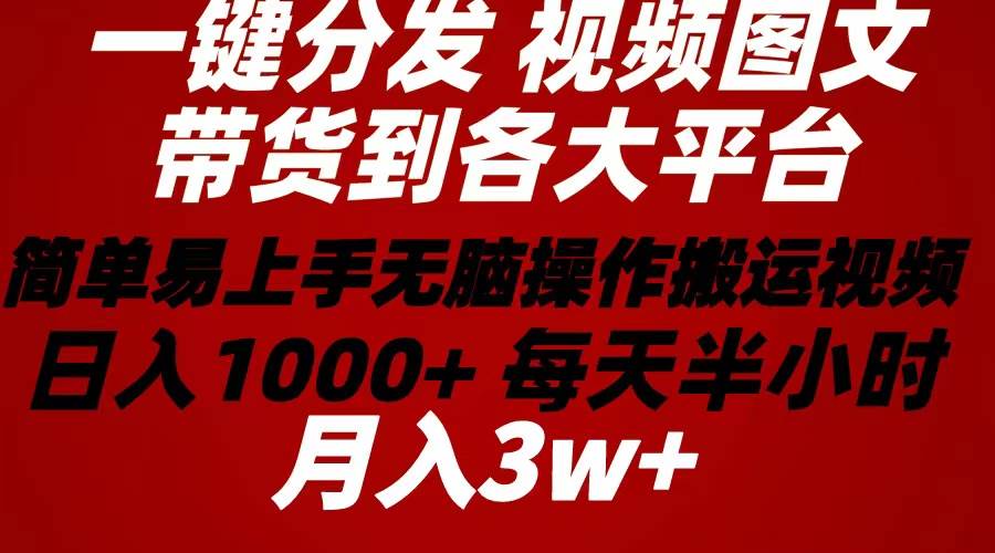 2024年 一键分发带货图文视频  简单易上手 无脑赚收益 每天半小时日入1…69网创吧-网创项目资源站-副业项目-创业项目-搞钱项目69网创吧