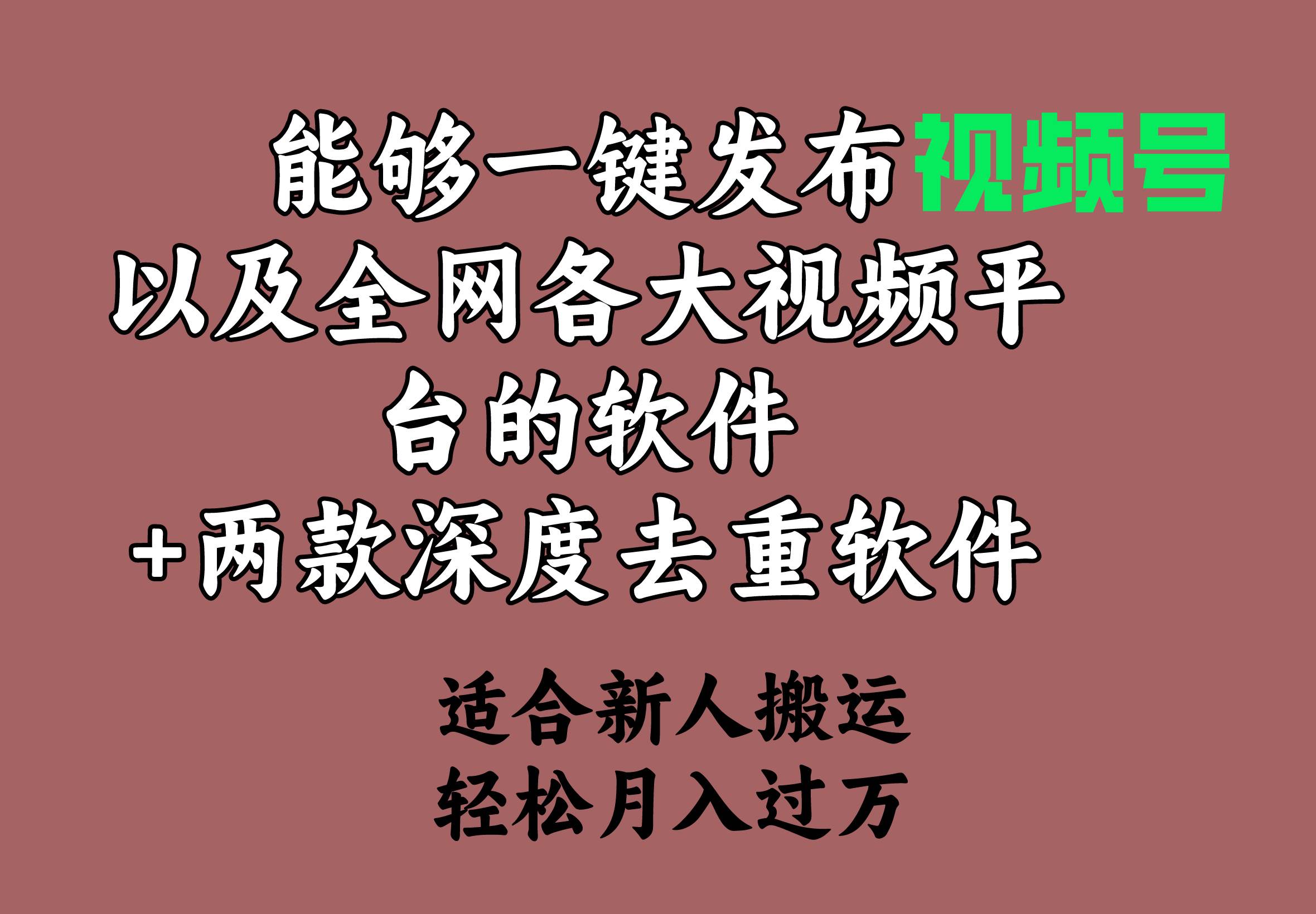 能够一键发布视频号以及全网各大视频平台的软件+两款深度去重软件 适合…69网创吧-网创项目资源站-副业项目-创业项目-搞钱项目69网创吧