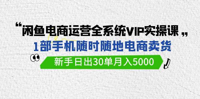 闲鱼电商运营全系统VIP实战课，1部手机随时随地卖货，新手日出30单月入500069网创吧-网创项目资源站-副业项目-创业项目-搞钱项目69网创吧