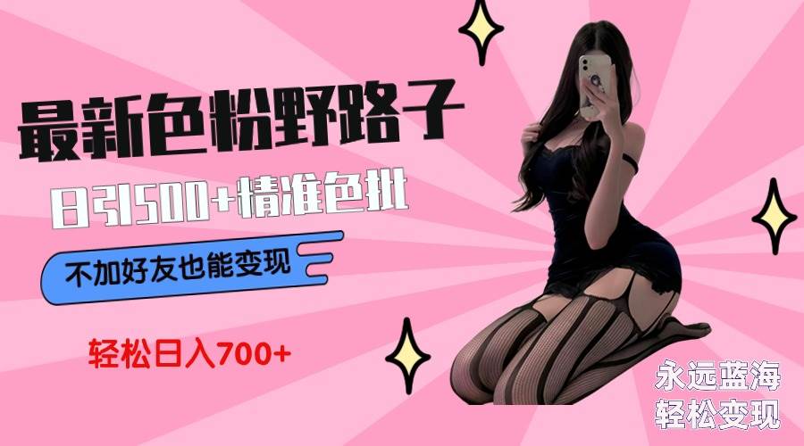 最新色粉变现野路子，日引500+老色批 可不加好友直接变现 小白轻松日入700+69网创吧-网创项目资源站-副业项目-创业项目-搞钱项目69网创吧