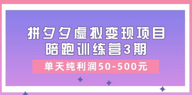 某收费培训《拼夕夕虚拟变现项目陪跑训练营3期》单天纯利润50-500元69网创吧-网创项目资源站-副业项目-创业项目-搞钱项目69网创吧