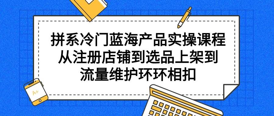 拼系冷门蓝海产品实操课程，从注册店铺到选品上架到流量维护环环相扣69网创吧-网创项目资源站-副业项目-创业项目-搞钱项目69网创吧