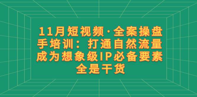11月短视频·全案操盘手培训：打通自然流量 成为想象级IP必备要素 全是干货69网创吧-网创项目资源站-副业项目-创业项目-搞钱项目69网创吧