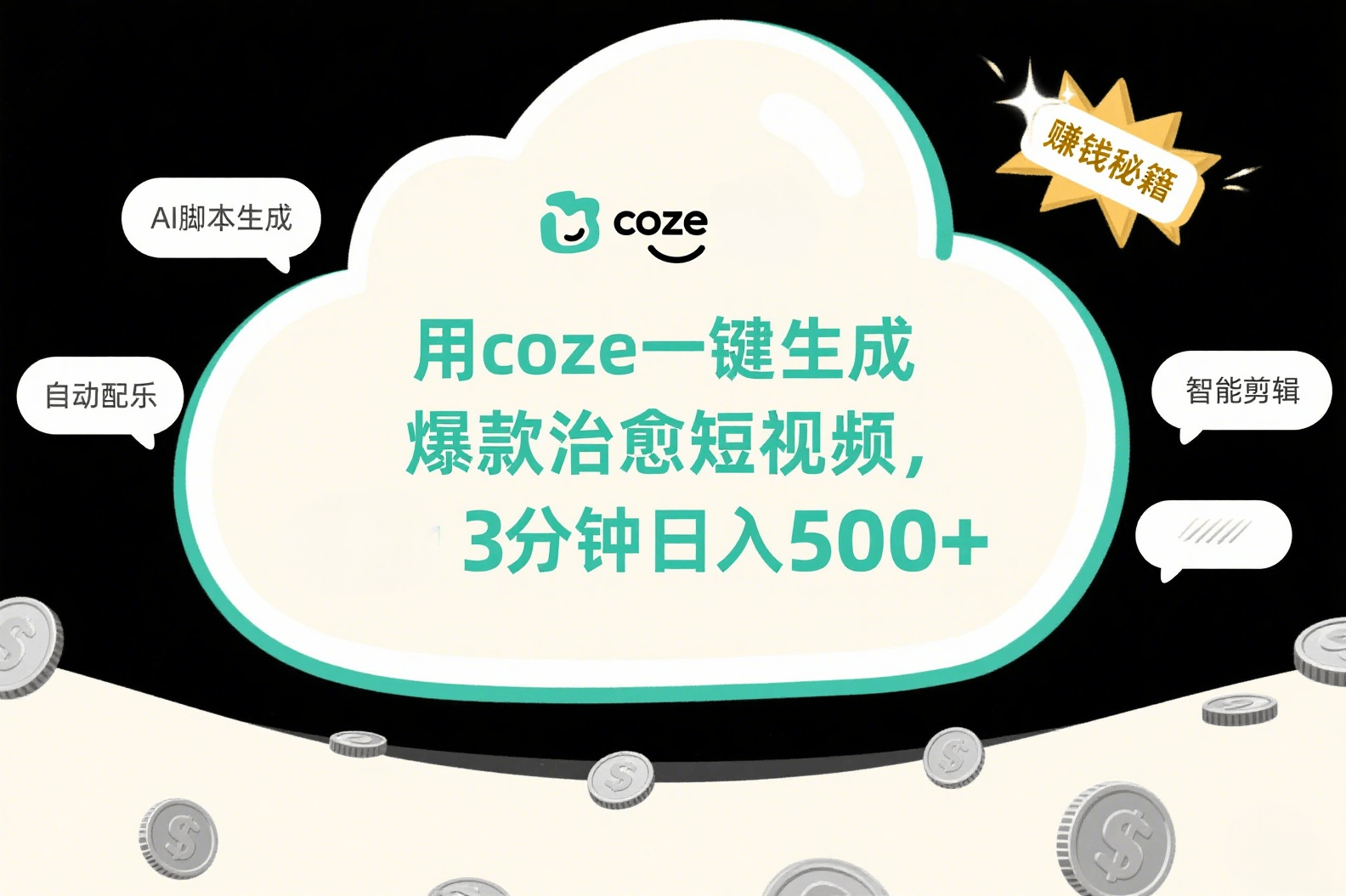 用coze一键生成爆款治愈短视频，3分钟日入500+69网创吧-网创项目资源站-副业项目-创业项目-搞钱项目69网创吧