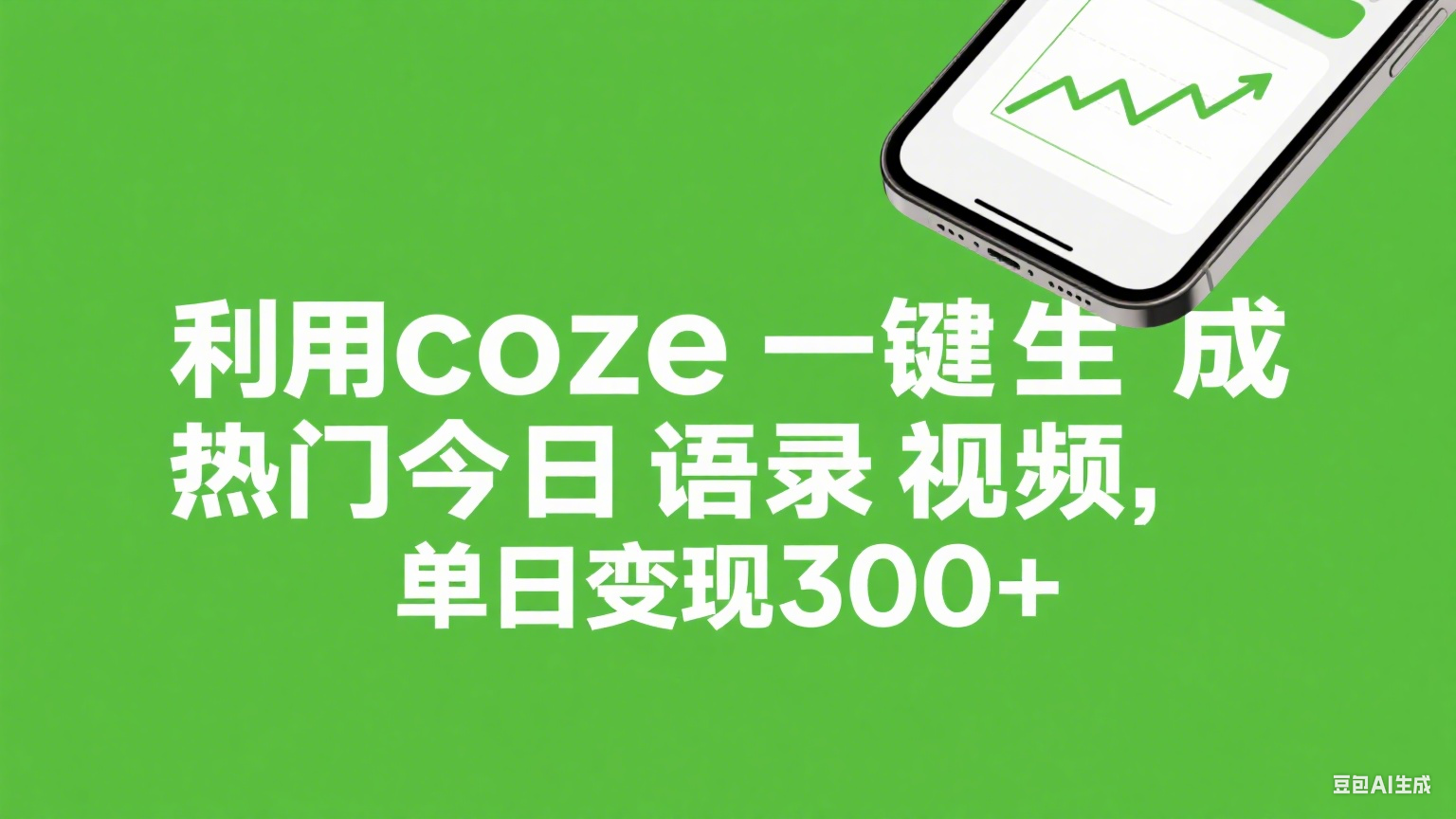 利用coze一键生成热门今日语录视频，单日变现300+69网创吧-网创项目资源站-副业项目-创业项目-搞钱项目69网创吧