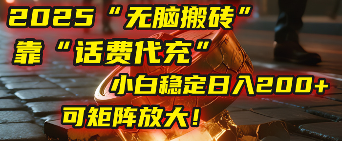 无脑搬砖项目：靠“话费代充”，小白稳定日入200+，可矩阵放大！69网创吧-网创项目资源站-副业项目-创业项目-搞钱项目69网创吧