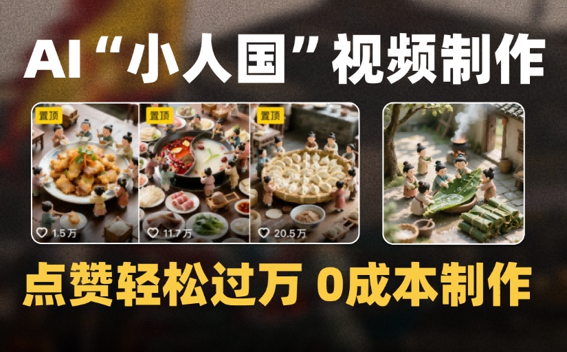 爆款1000W+微缩景观迷你小人国AI视频，0成本制作全流程教学69网创吧-网创项目资源站-副业项目-创业项目-搞钱项目69网创吧