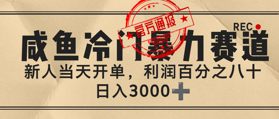 闲鱼，冷门暴力赛道，一单 80%利润，新人轻松日入 3000+69网创吧-网创项目资源站-副业项目-创业项目-搞钱项目69网创吧
