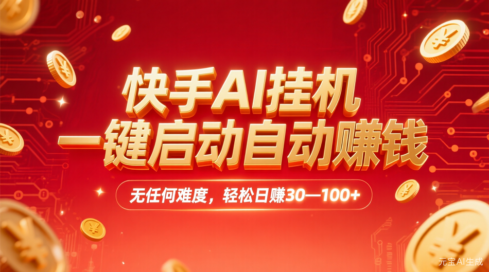 快手AI，一键启动自动赚钱 无任何难度，轻松一天30—100+69网创吧-网创项目资源站-副业项目-创业项目-搞钱项目69网创吧