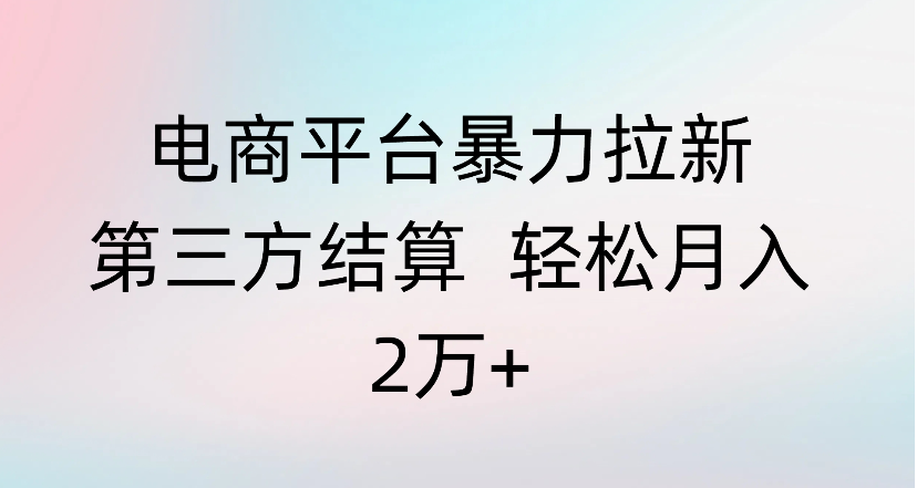 电商平台暴力拉新第三方结算 轻松月入2万+69网创吧-网创项目资源站-副业项目-创业项目-搞钱项目69网创吧