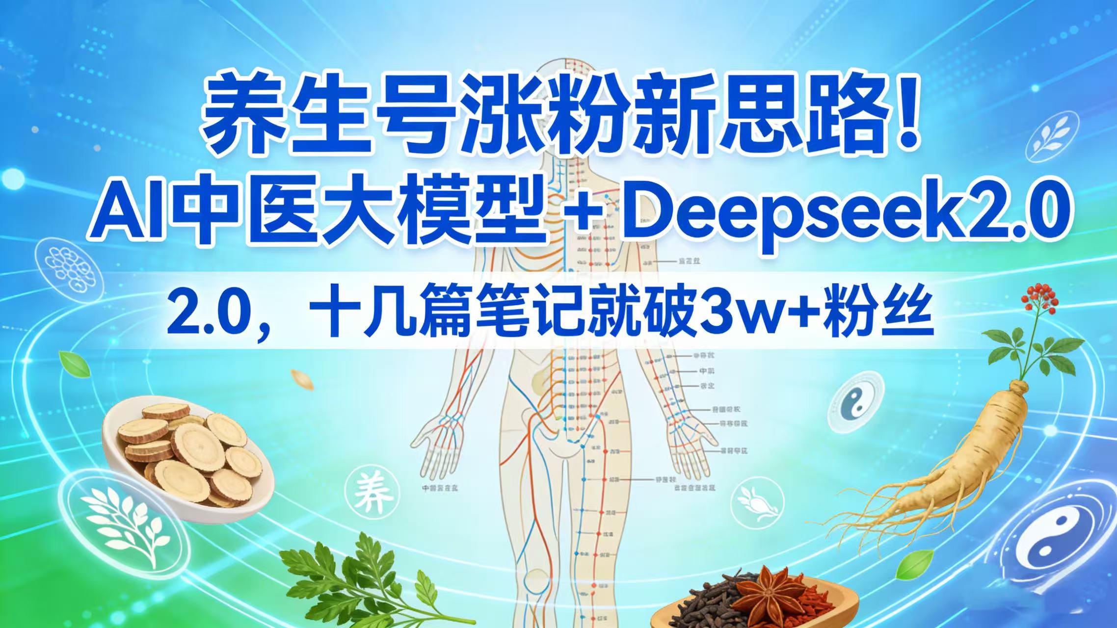 养生号涨粉新思路！AI 中医大模型 + Deepseek 2.0，十几篇笔记就破 3w + 粉丝69网创吧-网创项目资源站-副业项目-创业项目-搞钱项目69网创吧