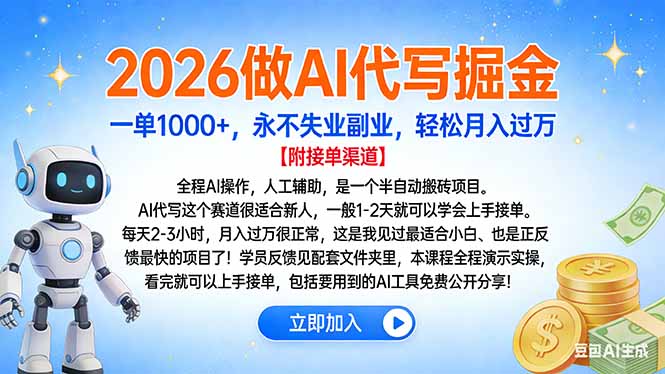 2026做AI代写掘金，一单1000+，永不失业副业，轻松月入过万69网创吧-网创项目资源站-副业项目-创业项目-搞钱项目69网创吧