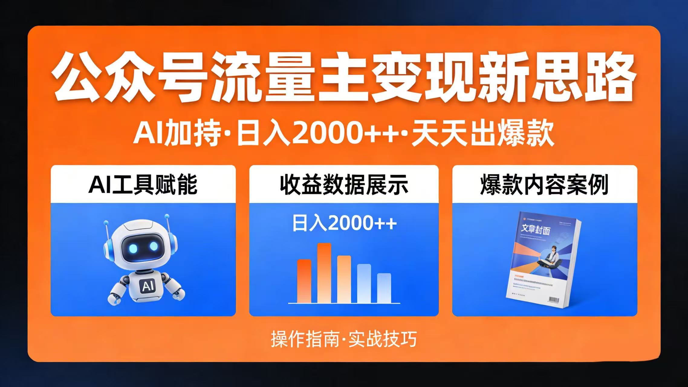 公众号流量主变现新思路：AI 加持，日入 2000++ 天天出爆款69网创吧-网创项目资源站-副业项目-创业项目-搞钱项目69网创吧