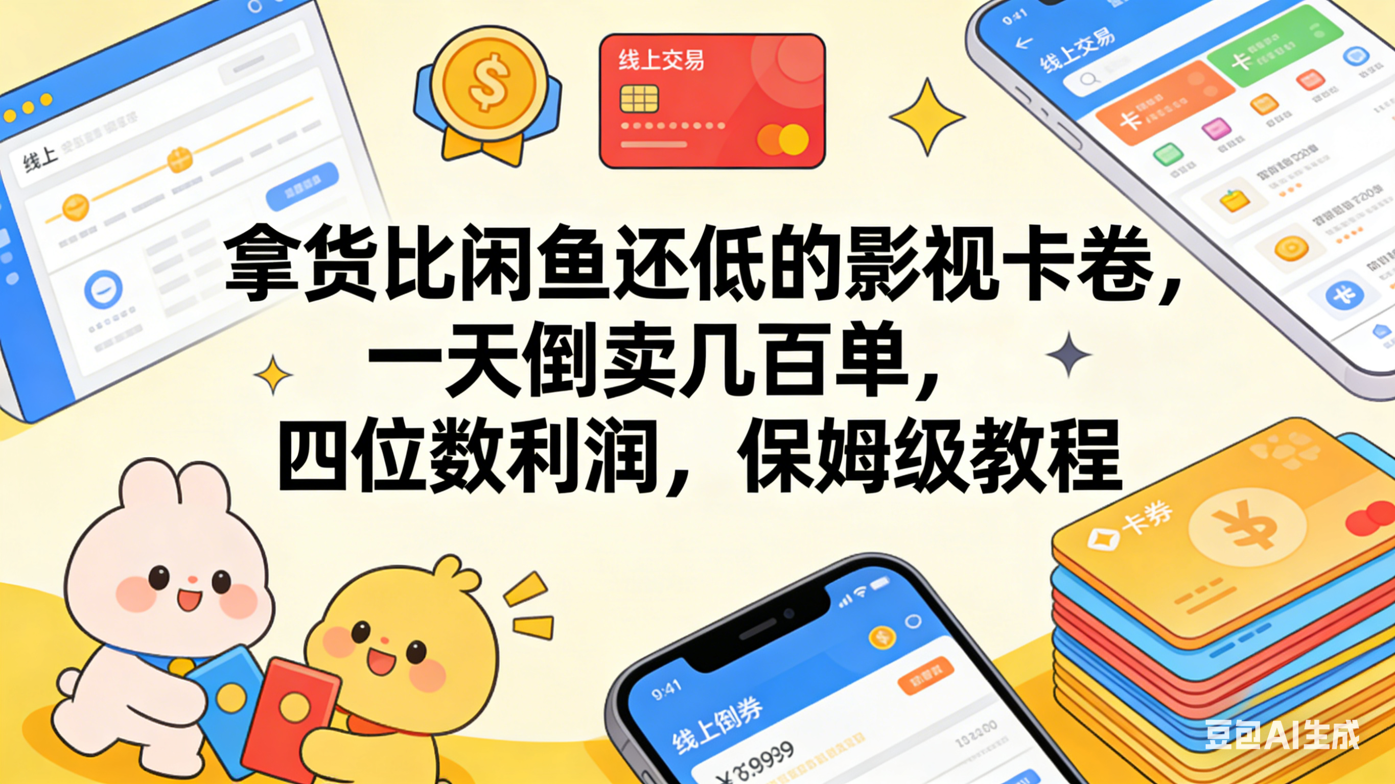 拿货比闲鱼还低的影视卡卷，一天倒卖几百单，四位数利润，保姆级教程69网创吧-网创项目资源站-副业项目-创业项目-搞钱项目69网创吧