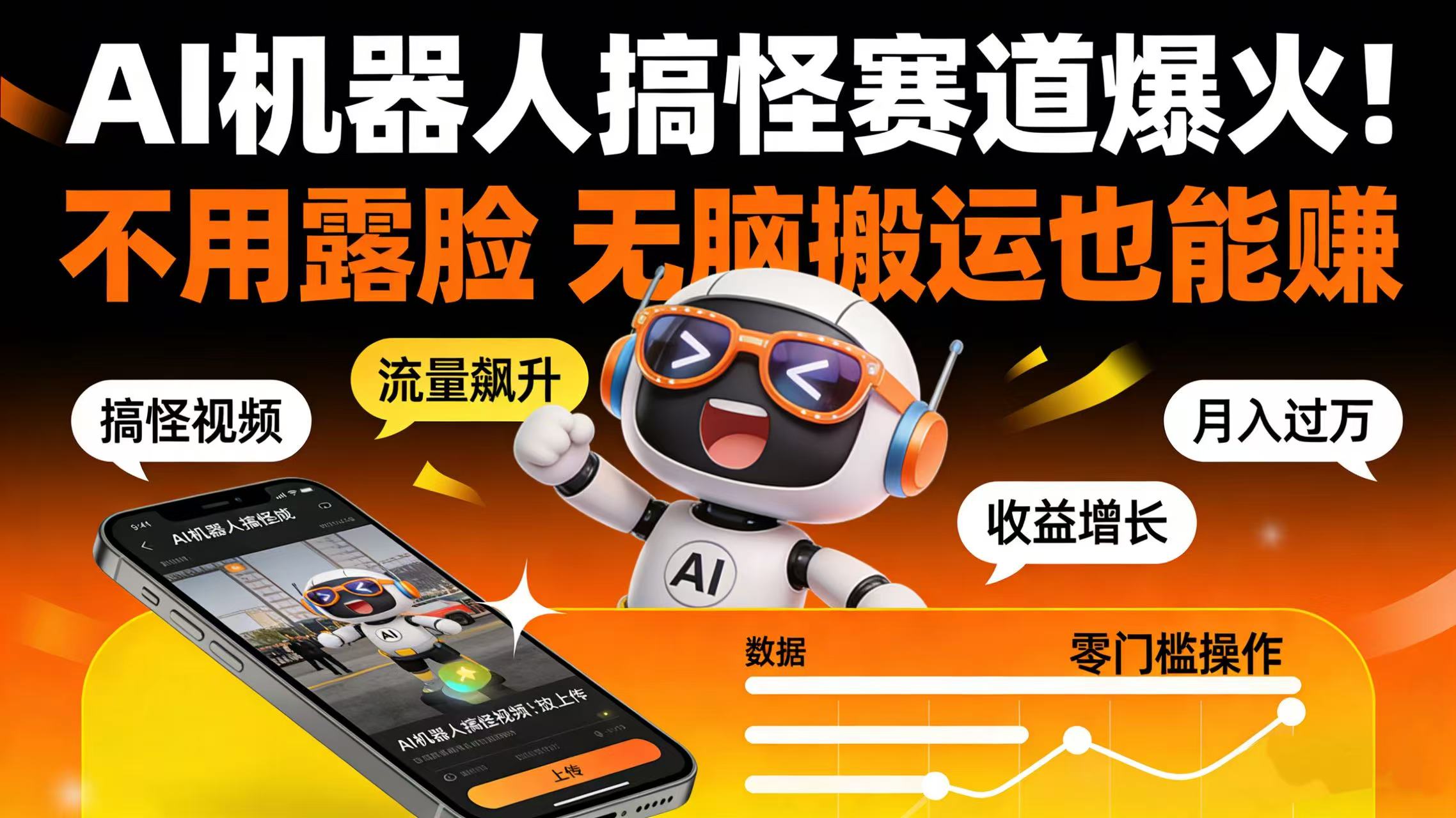 AI 机器人搞怪赛道爆火！不用露脸 无脑搬运也能赚69网创吧-网创项目资源站-副业项目-创业项目-搞钱项目69网创吧